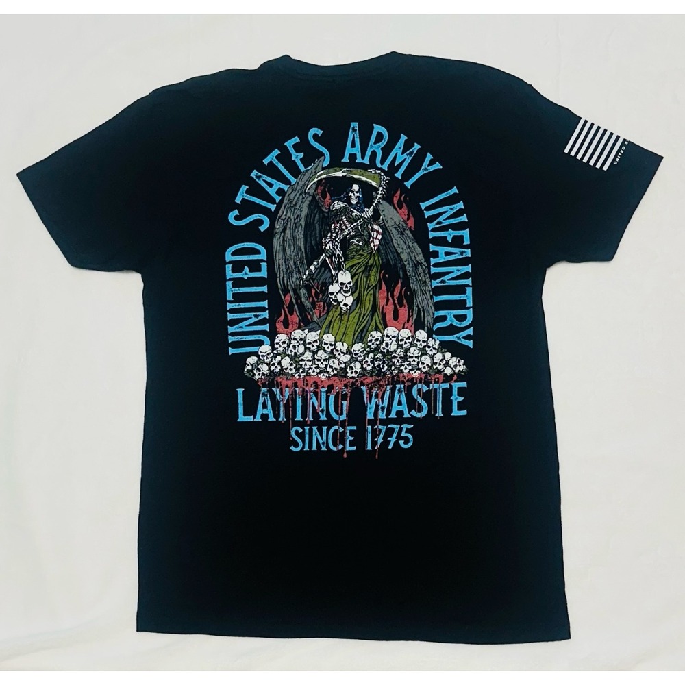 United States Army Infantry Laying Waste Since 1775 Black Reaper Graphic Shirt